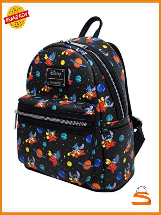 Faux Leather Mini Backpack with Stitch Print, Padded Straps main image 4